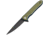 Artisan Cutlery Small Shark Linerlock D2 Folding Knife, 3 black finish D2 tool steel blade, Green textured G10 handle, 1707PS-BGNF
