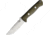 Bark River Bravo 1 Fixed Blade Knife, 9in Overall, 4.25in Satin Cpm-154 SS Drop Point, Green Canvas Micarta Handle, Thumb Ramp, Brown Leather Belt Sheath, 07-171MGC