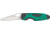 Bear &amp; Son Sideliner Green &amp; Black Fold Knife, SS partially serrated edge Blade, Black Zytel and Racing Green Kraton Handle BC7404GSR