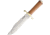 Blackjack Model 129 Bowie Fixed Blade Knife, 15in Overall, 9.25in Satin A2 Tool Steel Clip Point Blade, Stacked Leather Handle, Brown Leather Belt Sheath, 12-9SLT