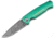 Boker 111102Dam 3.22 Drop Point Plain Damascus Blade Green Aluminum Handle