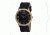 Breed George Mens Watch, Black Leather Band, Gold Bezel, Black Analog Dial, Gold Hand BRD2205