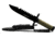 Campco Humvee Next Gen Survival Fixed Blade Knife w/ Sharpener and Firestarter, 7.5 in, Stainless Steel Blade, Serrated Edge, Green Textured Rubber Handle, HMV-KFXB-02