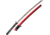 Cas Hanwei Takeda Shingen Kaa, 40.5in Overall, 27.13in 65Mn Steel Blade, Black Cotton Sageo Wrapped Rayskin Handle.Gold Tiger On Kashira, Red Wood Scabbard, Black, SH24950