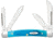 Case Sm Congress Carib Blue Folding Knife, 3.13in Closed, Mirror Sheepsfoot/Spear/Pen/Coping Blades, Caribbean Blue Sawcut Bone Handle, 25586