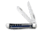 Case Stripes of Service - Embellished Mini Trapper Folding Knive, Surgical Steel Clip and Spey Blades, Smooth Natural Bone Multi Handle, Blue Line, 3.5in Closed, 06568