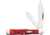 Case Swell Center Jack Red Bone Folding Knife, 3in Closed, Carbon Steel, Mirror Clip/Pen Blades, Dark Red Jigged Bone Handle, 31959
