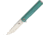 CH Knives Framelock Folding Knife, Satin Bohler M390 SS Blade, Green Titanium Handle, Pocket Clip, CH3513