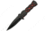 China Made Celtic Linerlock A/O Red Folding Knife, 3.5 black finish stainless blade, Black plastic handle, 300517