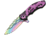 China Made Dragon Flame Purple/Black Folding Knife,3.125in,Black,Composition Handle CN300291PU
