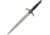 China Made Knights Dagger, 12.75in Overall, 7.75in Satin Unsharpened SS Blade, Black/Gray Synthetic Handle, Metal Alloy Guard And Pommel, Black Synthetic Scabbard, 211445-SL