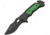 China Made Linerlock A/O Folding Knife, 5in Closed, 3.75in Black Partially Serrated SS Blade, Black/Green Aluminum, Black/Green, 300446-GN