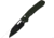 CJRB Pyrite PVD Green Micarta Folding Knife, 4.25in Closed, 3.13in Black PVD AR-RPM9 Wharncliffe Blade, Green Canvas Micarta Handle, Nylon Case, J1925A-BMGN