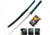 Cold Steel Dragonfly Wakizashi Long Handle Sword, 22in, 1060 Carbon, Black, Ray Skin Handle w/ Black Braid Cord and Brass Menuki, CS-88DWK