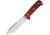 Cougar Creek Wilderness Survivor Red Linen Knife, 10.5in Overall, 5.75in Satin 1095Hc Steel Blade, Red Linen Micarta Handle, Black Liners, Brown Leather Sheath, QC0113 RED LINEN MICARTA