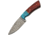 Damascus Knife, 8.5in Overall, 4in Damascus Steel Blade, Redwood And Turquoise Handle, Brown Leather Sheath, DM-1187