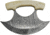 Damascus Ulu Knife, 5.5in Damascus Steel Ulu Blade, 4.5in Smooth Bone Handle, Brown Leather Sheath, Full Tang, DM-1111BO