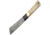 Damascus White Bone Handle Knife, 8 1/2in Overall, 3 3/4in Damascus Steel Blade, White Smooth Bone Handles With Black Wood And Brass Trim, Black Leather Sheath, DM1094