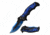 Dark Side Blades DS-A058BL Spring Assisted Knife, 3.5in, 3CR13 Stainless Steel, Clip Point, Blue/Black Blade, Aluminum Handle, Black/Blue, DS-A058BL