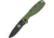 Esee Zancudo Framelock Grn/Blk D2 Folding Knife,3in,D2 Tool Steel,Standard Edge,Black EDP Coated,OD Green,GRN Handle BRKR2ODB