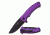 Femme Fatale Folding Blade, 3.25in, Stainless Steel Blade, Press Black Heart Shape Pattern Over Purple Aluminum Handle FF-A004BPE