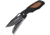 Fox Multi Blade Hunter Linerlock Folding Knife, Black finish stainless drop point and saw blades, Black aluminum handle with brown wood onlay, 01FX438CB