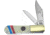Frost Barlow Liberty Bell Folding Knife, Mirror finish stainless clip and pen blades, Red, white, and blue smooth bone handle, SW-163LB