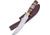 Frost Bleeding Heart Bowie Knife, 6.75 satin finish stainless clip point blade, Brown bone handle with black and red pakkawood spa, CW-632BRB
