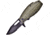 Frost Grenade A/O Green Folding Knife, 3.63in Closed, 2.75in Black Partially Serrated Clip Point Blade, Army Green ABS Handle, TX-173DG
