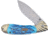Frost Linerlock Steel Warrior Folding Knife, Blue, Blue jigged bone handle, SW-005PB