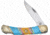 Frost Lockback Turquoise Silverhorse Folding Knife, Blue, yellow, and red turquoise and abalone handle, SHS-549BARY