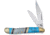 Frost Peanut MOP Turquoise Folding Knife, 2.88in Closed, Mirror Stainless Clip/Pen Blades, Black/Blue Turquoise/Mother of Pearl Handle, SHS-107BBW