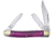 Frost Stockman Purple MOP Folding Knife, 4.63in Closed, Mirror Clip/Sheepsfoot Blades, Purple Mother Of Pearl Handle, OC-066P/MOP