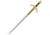 Gladius Richard Letter Opener, 7.5 metal alloy unsharpened blade, Black synthetic and gold finish metal handle, 8