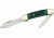 Hen &amp; Rooster Canoe Folding Knife,Spear and Pen Blade, Green Pick Bone Handle HR252GPB