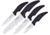 Hen &amp; Rooster Kitchen Set White Ceramic 4pc Knife, Black rubber handle, HRI-065