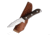 Kanetsune Seseragi Fixed Blade Knife, 8in Overall, 2.75in 15 Layer Damascus Steel Blade, Brown Wood Handle, Brown Leather Belt Sheath, KB-269