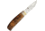 Karesuando Johtalit Hikers Knife, 7.75in Overall, 3.25in Mirror Sandvik 12C27 SS Drop Point, Brown Curly Birch And Reindeer Antler Handle, Brown Leather Belt Sheath, 4021B