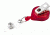 Key-Bak Mini-Bak ID Retractable Reel w/ 36in Nylon Cord, Swivel Bulldog Clip, Vinyl ID Strap, Translucent Red 0219-015