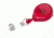 Key-Bak Mini-Bak ID Retractable Reel w/ 36in Nylon Cord, Swivel Bulldog Clip, Vinyl ID Strap, Translucent Red 0219-015