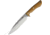 Lon Humphrey Custom Knives Ranger Fixed Blade Natural Knife, 12.63in Overall, 7.5in Hammered Finish Carbon Steel Blade, Natural Canvas Micarta Handle, Brown Leather Sheath, LHK036
