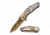 MC Masters Collection MC-A045 Spring Assisted Knife, 3.5in, 3CR13 Stainless Steel, Drop Point, Golden Blade, Zink Alloy Handle, Gold/Black, MC-A045