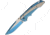 Miscellaneous Linerlock A/O Folding Knife, 4.75in Closed, 3.75in Two-Tone Finish SS Drop Point, Blue Anodized SS Handle, Pocket Clip, Thumb Stud, PWT218BL