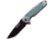 Mtech Stripe Framelock A/O Folding Knife, 3.5 black finish 3Cr13 stainless blade, Gray and teal anodized aluminum handle, MT-A1137GTQ