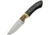 Pakistan 7in Fixed Blade Hunter Knife, 7in Overall, 2.75in Satin SS Drop Point, Buffalo Horn And Stag Bone Handle, Brown Leather Belt Sheath, 203379