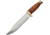 Pakistan Bowie Stacked Leather Fixed Blade Knife, 12in Overall, 7.5in Satin SS Clip Point Blade, Stacked Leather Handle, Brass Guard And Pommel, Brown Leather Belt Sheath, 203385