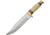 Pakistan Bowie White Bone Fixed Blade Knife, 12in Overall, 7.5in Satin SS Clip Point Blade, White Smooth Bone Handle, Brass Guard And Pommel, Brown Leather Belt Sheath, White, 203386