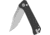QSP Knife Grebe Folding Knife, 4.25in Closed, 3in Stonewash 14C28N Sandvik SS Clip Point Blade, Black G10 Handle, QS147C1