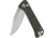 QSP Knife Grebe Folding Knife, 4.25in Closed, 3in Stonewash 14C28N Sandvik SS Clip Point Blade, Dark Brown Micarta Handle, QS147A1