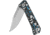 QSP Knife Grebe Folding Knife, 4.25in Closed, 3in Stonewash S35VN Stainless Clip Point Blade, Black/White/Blue Carbon Fiber Handle, QS147H1